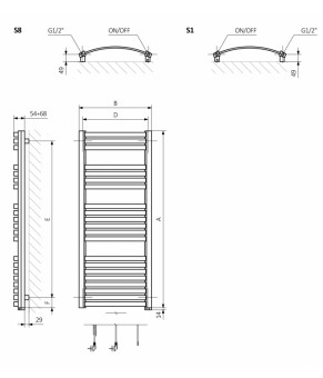 Полотенцесушитель Terma Dexter SPLIT 1 1220x400 мм WZDEN122040