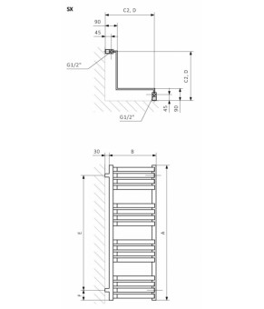 Полотенцесушитель Terma Incorner SPLIT 1 735x350 мм WLQIN073035