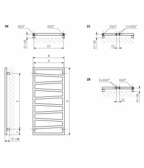 Полотенцесушитель Terma ZigZag SPLIT 1 1070x500 мм WLZIG107050