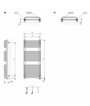 Полотенцесушитель Terma Tytus SPLIT 1 1780x540 мм WZTYN178054