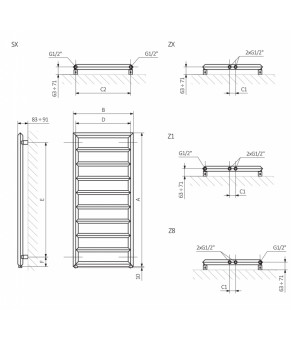 Полотенцесушитель Terma Diamond SPLIT 1 880x600 мм WLDIM088060