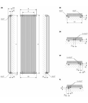 Полотенцесушитель Terma Delfin SPLIT 1 820x640 мм WLDLF082064