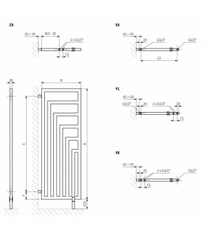 Полотенцесушитель Terma Angus DW SPLIT 1 1140x360 мм WLANS114036