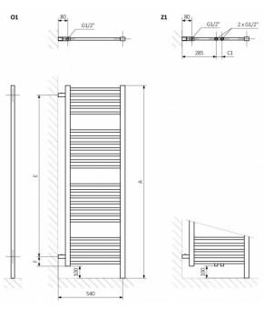 Полотенцесушитель Terma Bone DW SPLIT 1 1910x500 мм WLBSD191050