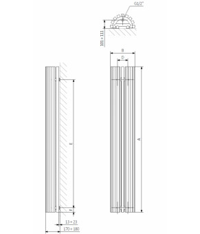 Полотенцесушитель Terma Triga AN E SPLIT 1 1700x280 мм WLVER170028