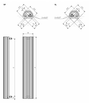 Полотенцесушитель Terma Triga ANC SPLIT 1 1700x280 мм WLVEC170028