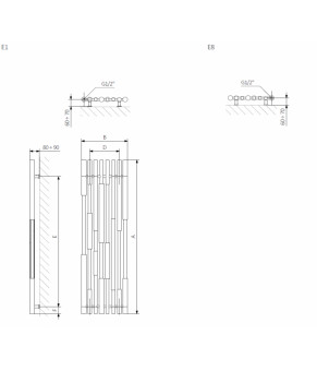 Полотенцесушитель Terma Cane E SPLIT 1 1900x390 мм WLCAN190039