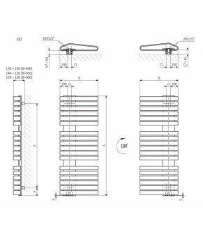 Полотенцесушитель Terma Iron S SPLIT 1 1510x500 мм WLIRS151050