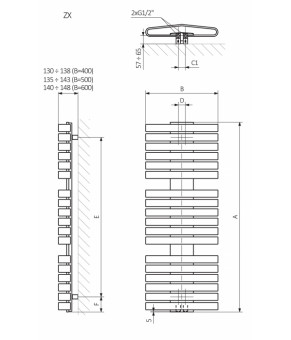 Полотенцесушитель Terma Iron D SPLIT 1 1705x500 мм WLIRD170050