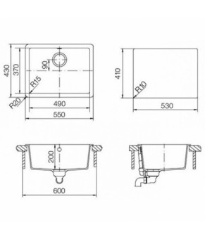 Кухонная мойка Schock Quadro N-100 Super white 01