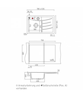 Кухонная мойка Systemceram Vega 78 Alu 76