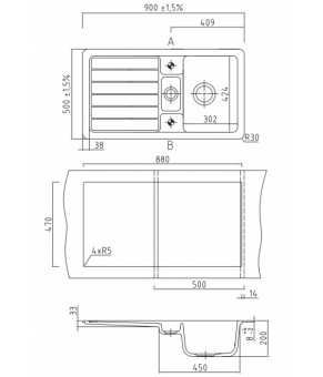 Кухонная мойка Systemceram Delta 90 Polar 13