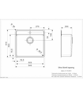 Кухонная мойка Reginox Ohio 50x40 Tapwing Jet black 25