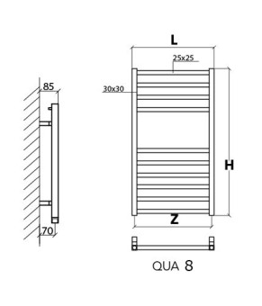 Полотенцесушитель Scirocco Quadro QUA 8x50E KQE CR