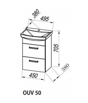 Тумбa с раковиной Kolpa San Viva OUV 50 WH 505297