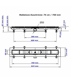 Душевой канал MCH CH 750/50 HN1