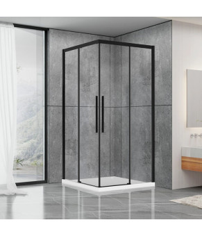 Душевая кабина DUSEL DL194B Black Matt 900*900, двери раздвижные, стекло прозрачное