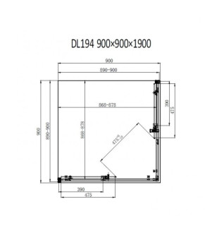 Душевая кабина DUSEL DL194B Black Matt 900*900, двери раздвижные, стекло прозрачное