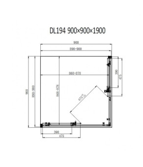 Душевая кабина DUSEL DL194B Black Matt 900*900, двери раздвижные, стекло прозрачное, 519492