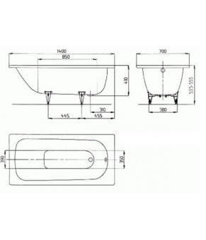 Стальная ванна Kaldewei Saniform plus 150x70 см 111600010001