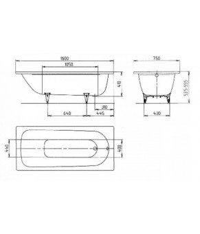 Стальная ванна Kaldewei Saniform plus 160х75 см 112500010001