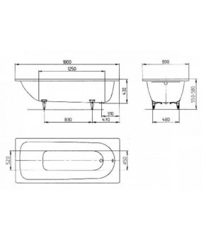 Стальная ванна Kaldewei Saniform plus 180х80 см 112800010001