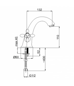 Смеситель Rubineta Venezia-2 Cross (Br) V20096