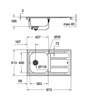 Кухонная мойка Grohe K400 плюс EX Sink 31568SD0