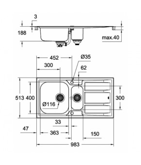 Кухонная мойка Grohe K400 плюс EX Sink 31569SD0