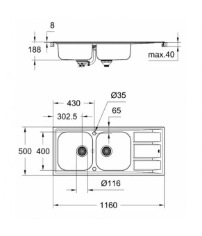 Кухонная мойка Grohe K400 EX Sink 31587SD0