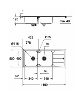 Кухонная мойка Grohe K500 EX Sink 31588SD0