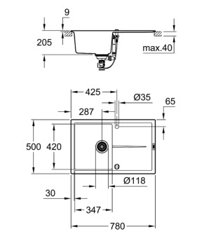 Кухонная мойка Grohe K400 EX Sink 31639AP0