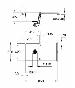 Кухонная мойка Grohe K400 EX Sink 31640AT0