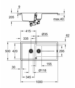 Кухонная мойка Grohe K400 EX Sink 31642AT0