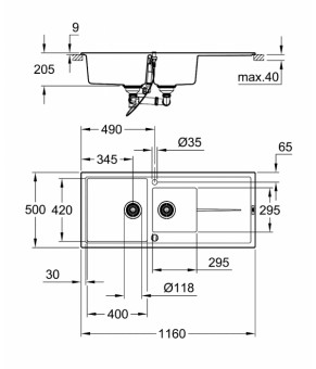 Кухонная мойка Grohe K400 EX Sink 31643AP0