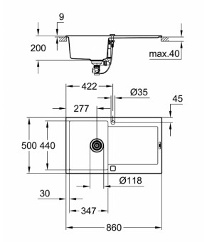 Кухонная мойка Grohe K500 EX Sink 31644AT0