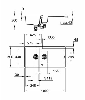 Кухонная мойка Grohe K500 EX Sink 31646AT0