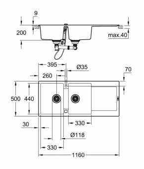 Кухонная мойка Grohe K500 EX Sink 31647AP0