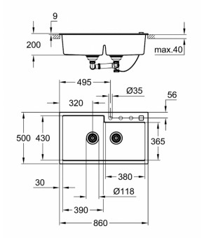 Кухонная мойка Grohe K500 EX Sink 31649AT0