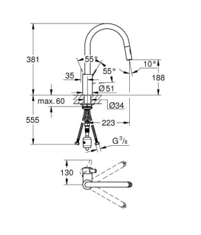 Смеситель Grohe Eurosmart Cosmopolitan 31481001