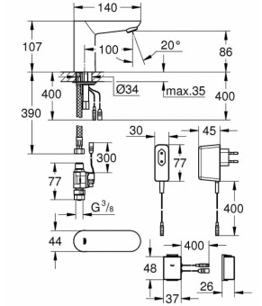 Смеситель Grohe Euroeco Cosmopolitan E 36409000