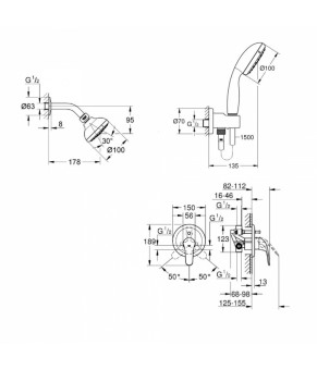 Душевая система Grohe Euroeco New 26000005