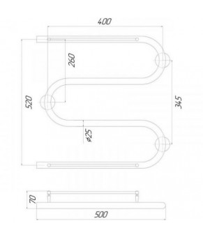 Полотенцесушитель Qtap Snake shelf (CRM) 500x500