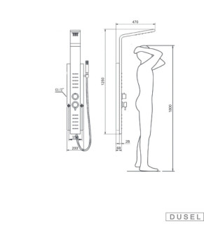 Душевая панель Dusel DU7877A-00 278771
