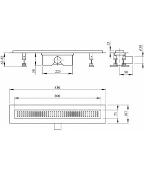 Линейный трап Qtap Dry FB304-800