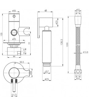 Набор для гигиенического душа Qtap Inspai-Varius Black Matt (QTINSVARBСRV00440001)