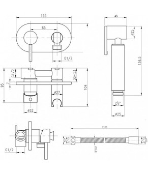 Набор для гигиенического душа Qtap Inspai-Varius QTINSVARCRMV00440501 Chrome