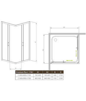 Душевая кабина Radaway Premium Plus C 1700 30451-01-01N
