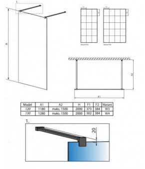Перегородка Radaway Modo New Black I Factory 388124-54-57
