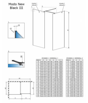 Перегородка Radaway Modo New Black III 389055-54-01